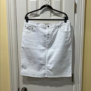 Ralph Lauren Womens White Denim Pencil Skirt Sz 16 Minimalist Coastal Y2K